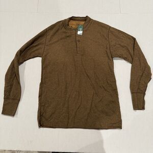 L.L.Bean Men’s Henley Shirt Medium Brown Traditional Fit Long Sleeve Cotton